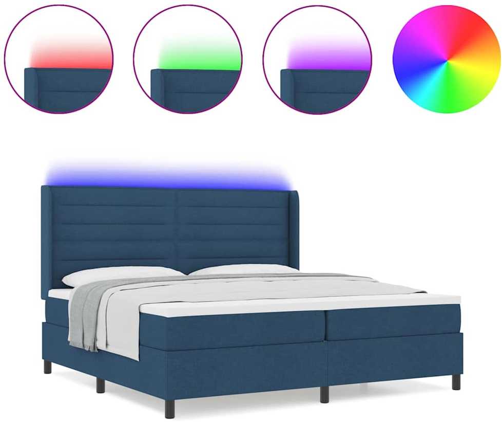 LED Čiužinio Lova su čiužiniu Mėlyna 200 x 200 cm audinys