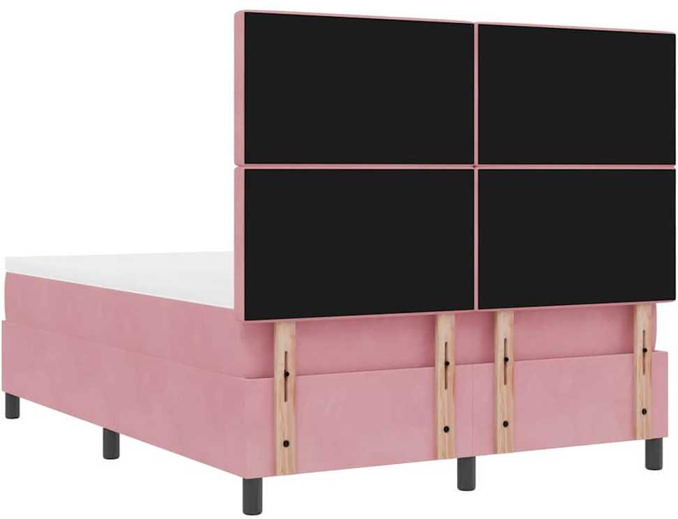 LED Čiužinio Lova su čiužiniu Rožinė 140 x 200 cm Aksomas