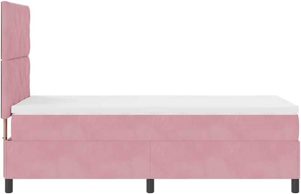 LED Čiužinio Lova su galvūgalio Rožinė 100 x 200 cm Aksomas