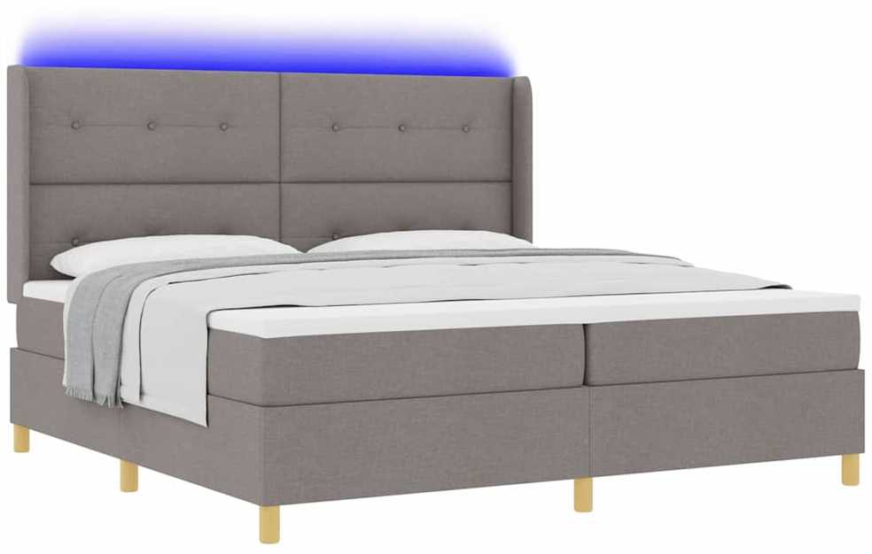 Kiemas lova su LED juostelėmis Tortora 200 x 200 cm audinys