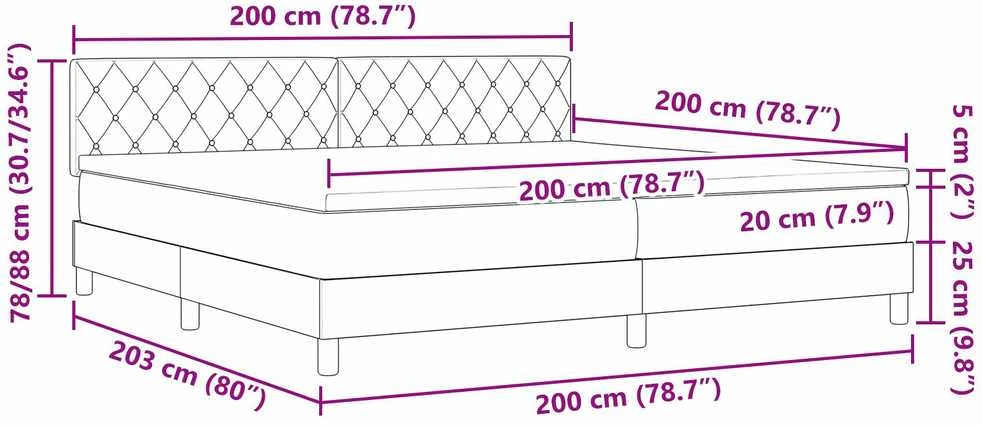 Kiemas lova su čiužiniu Šviesiai pilka 200 x 200 cm Aksomas