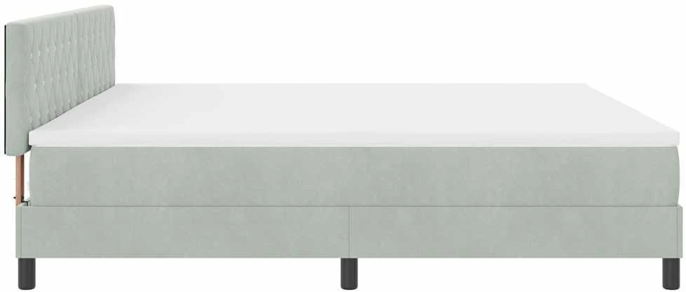 Kiemas lova su čiužiniu Šviesiai pilka 200 x 200 cm Aksomas