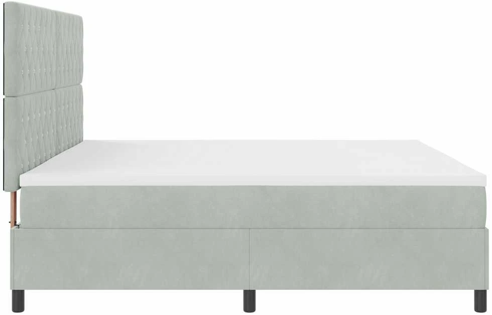 Kiemas lova su čiužiniu Šviesiai pilka 200 x 200 cm Aksomas