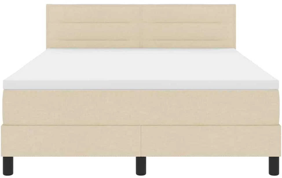 Kiemas lova su LED juostelėmis Kreminė 140 x 190 cm audinys