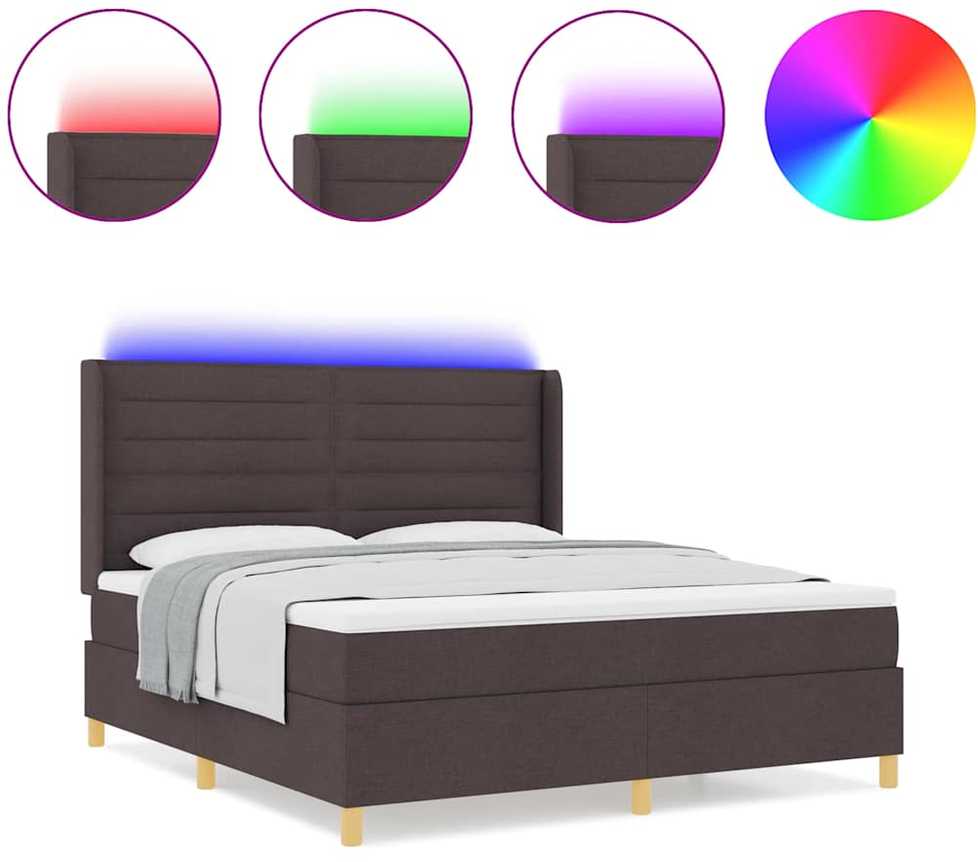 Kiemas lova su LED juostelėmis Ruda 180 x 200 cm audinys