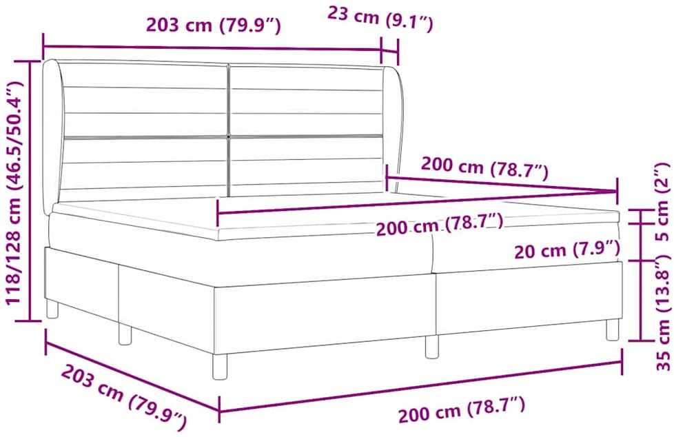 Kiemas lova su čiužiniu Mėlyna 200 x 200 cm audinys