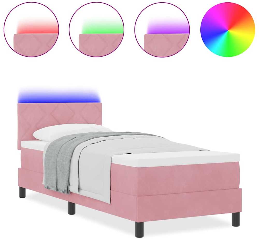 LED Čiužinio Lova su LED juostelėmis Rožinė 80 x 200 cm Aksomas