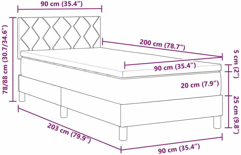 Kiemas lova su galvūgalio Juoda 90 x 200 cm Aksomas