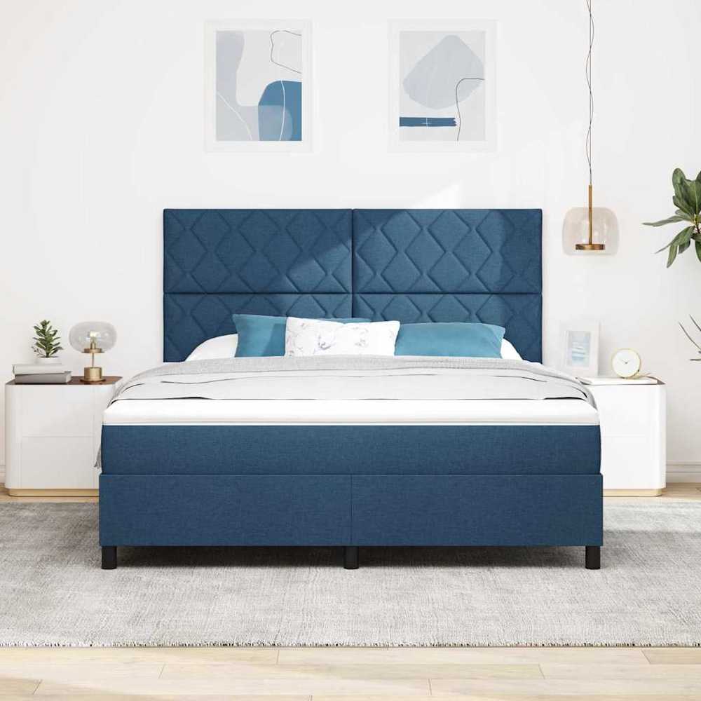 Kiemas lova su LED juostelėmis Mėlyna 180 x 200 cm audinys