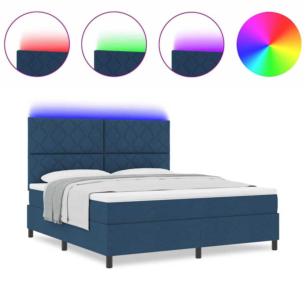 Kiemas lova su LED juostelėmis Mėlyna 180 x 200 cm audinys