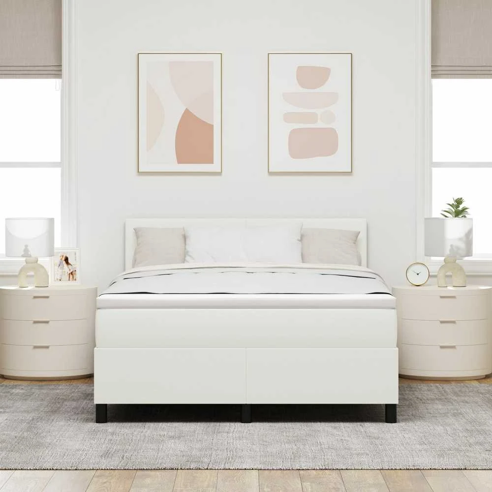 Kiemas lova Kremas ir balta 160 x 200 cm Kordūrinis audinys
