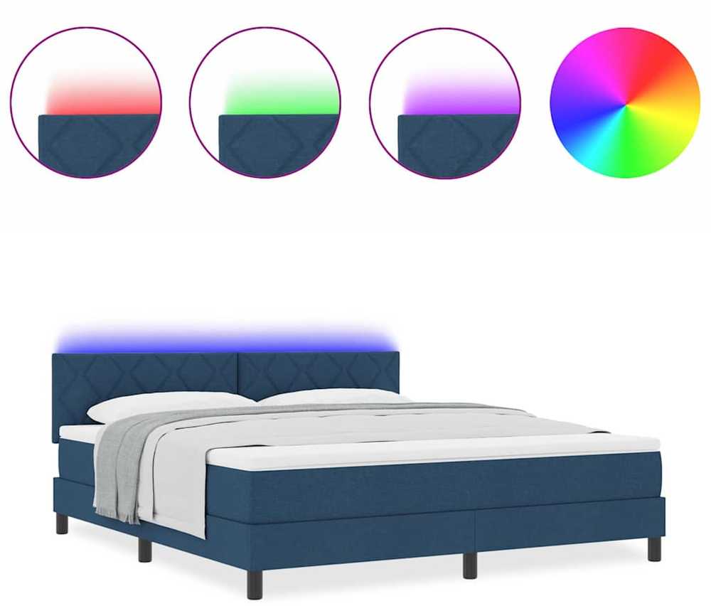 Kiemas lova su LED juostelėmis Mėlyna 180 x 200 cm audinys