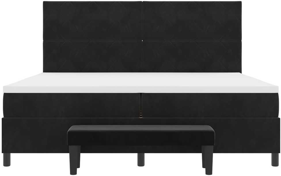 Kiemas lova su galvūgalio Juoda 200 x 200 cm Aksomas