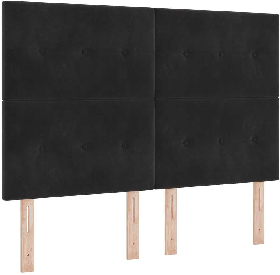 Kiemas lova su pagalve su galvūgalio Juoda 200 x 140 cm Aksomas
