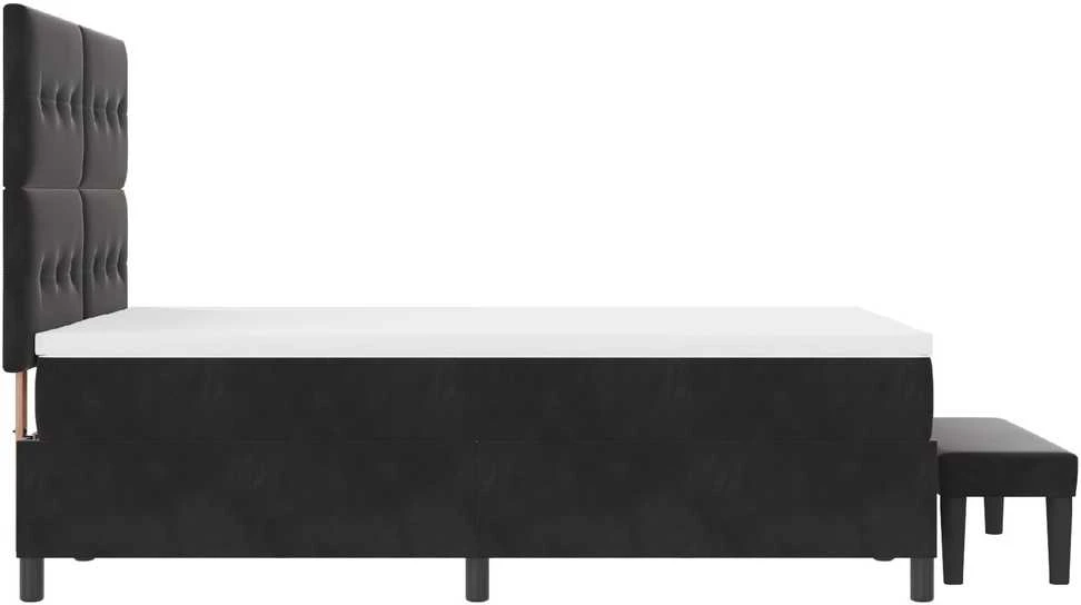 Kiemas lova su pagalve su galvūgalio Juoda 200 x 140 cm Aksomas