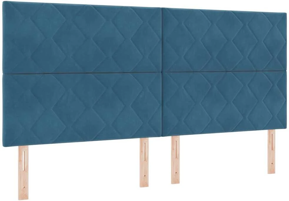 Kiemas lova su galvūgalio Tamsi mėlyna 200 x 200 cm Aksomas