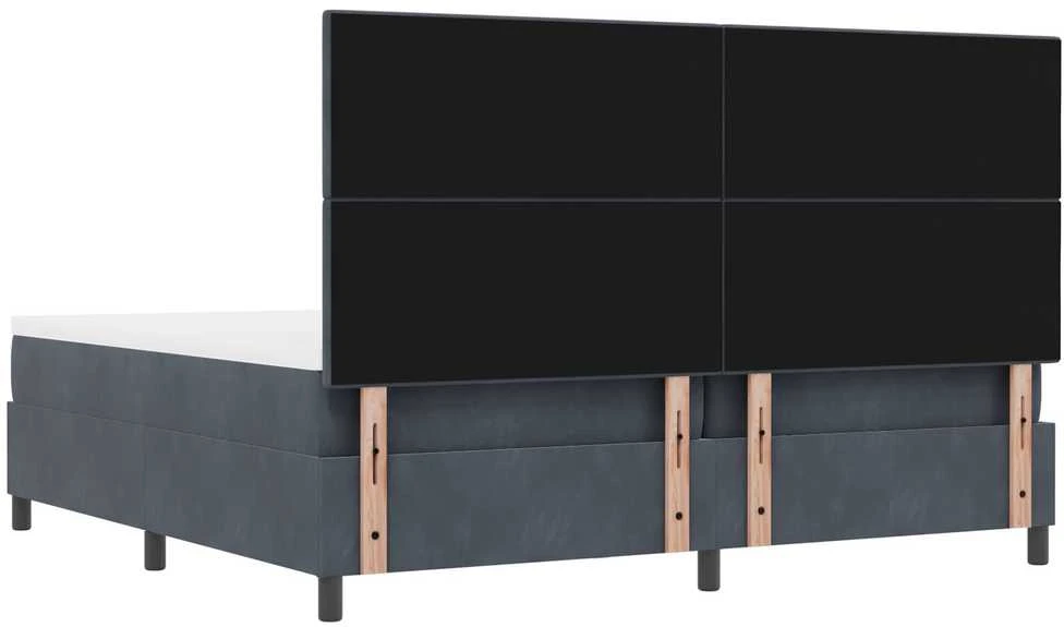 Kiemas lova su galvūgalio Tamsiai pilka 200 x 200 cm Aksomas