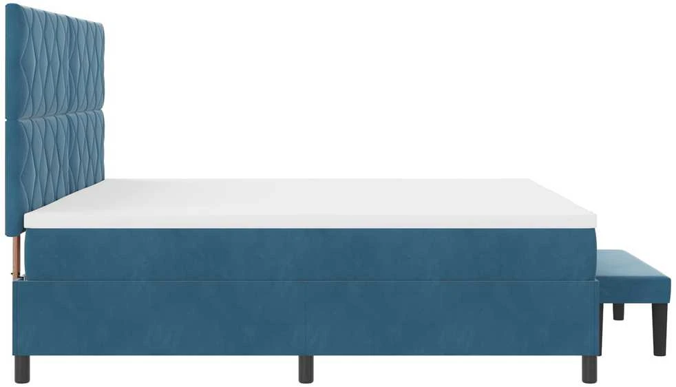 Kiemas lova su galvūgalio Tamsi mėlyna 200 x 200 cm Aksomas
