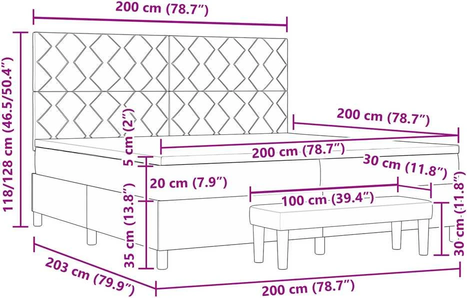 Kiemas lova su galvūgalio Tamsi mėlyna 200 x 200 cm Aksomas