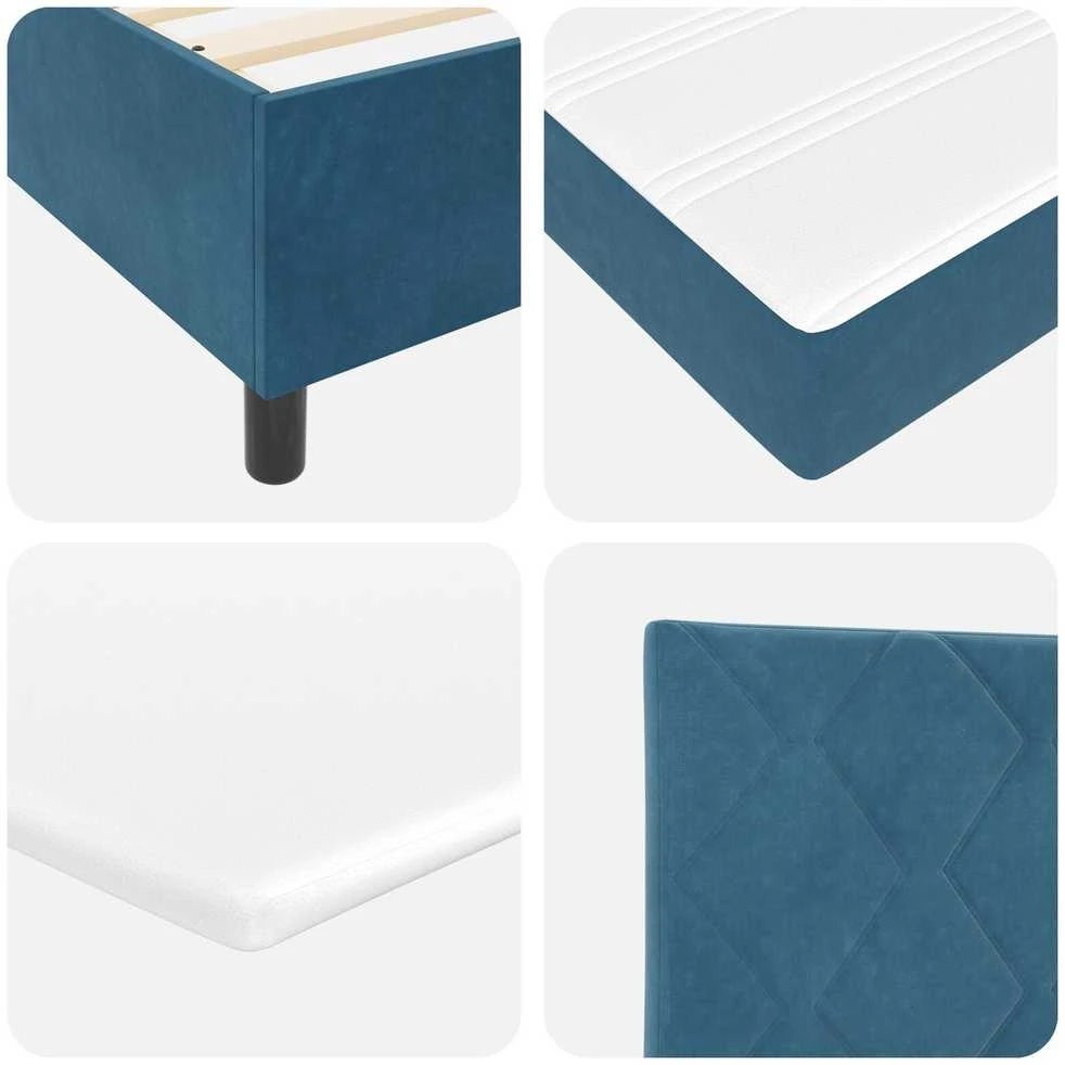 Kiemas lova su galvūgalio Tamsi mėlyna 200 x 200 cm Aksomas