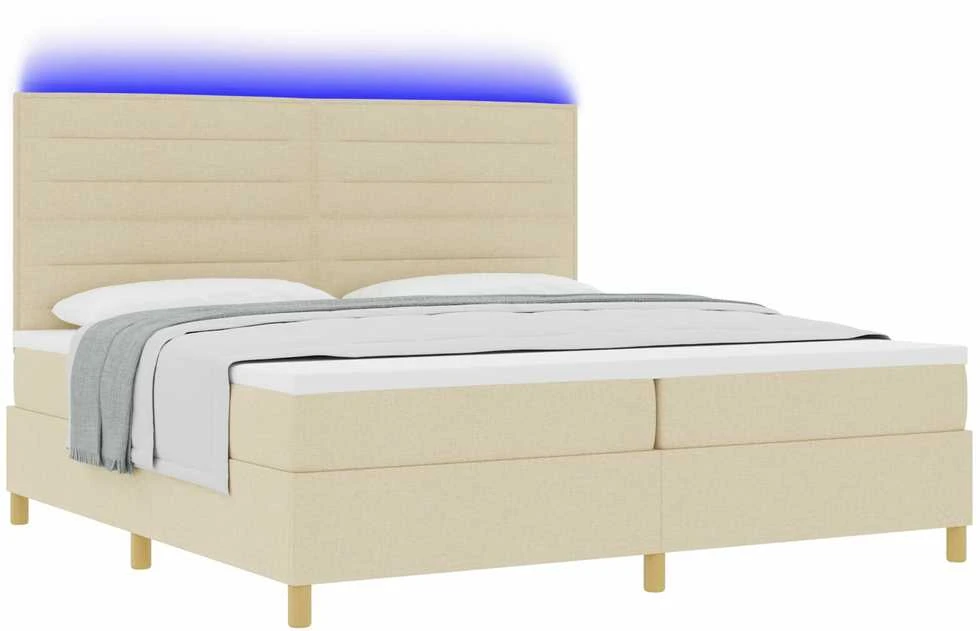 LED Čiužinio Lova su galvūgalio Kreminė 200 x 200 cm audinys