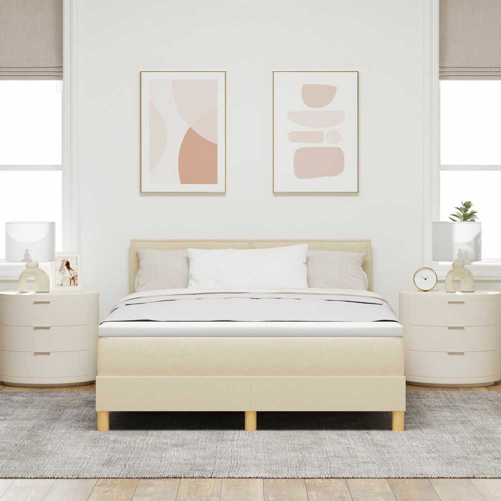 Kiemas lova su pagalve Kreminė 160 x 200 cm audinys