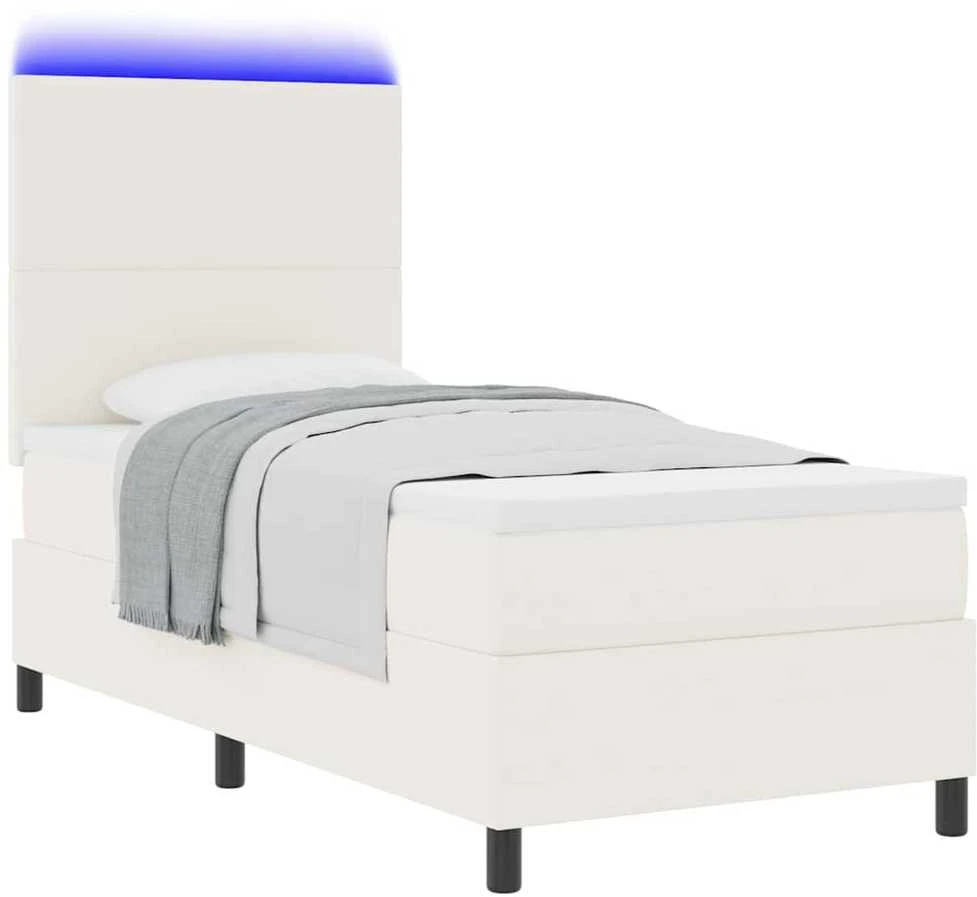 LED Čiužinio Lova su galvūgalio Kremas ir balta 80 x 200 cm