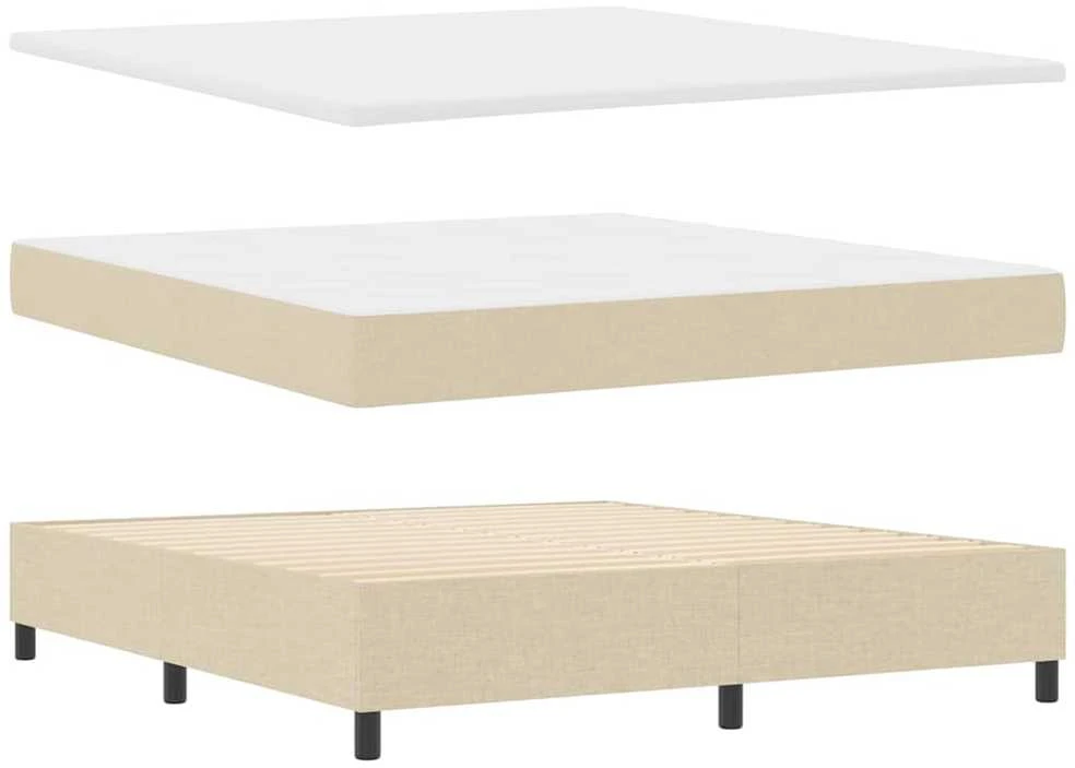 Kiemas lova su LED juostelėmis Kreminė 180 x 200 cm audinys