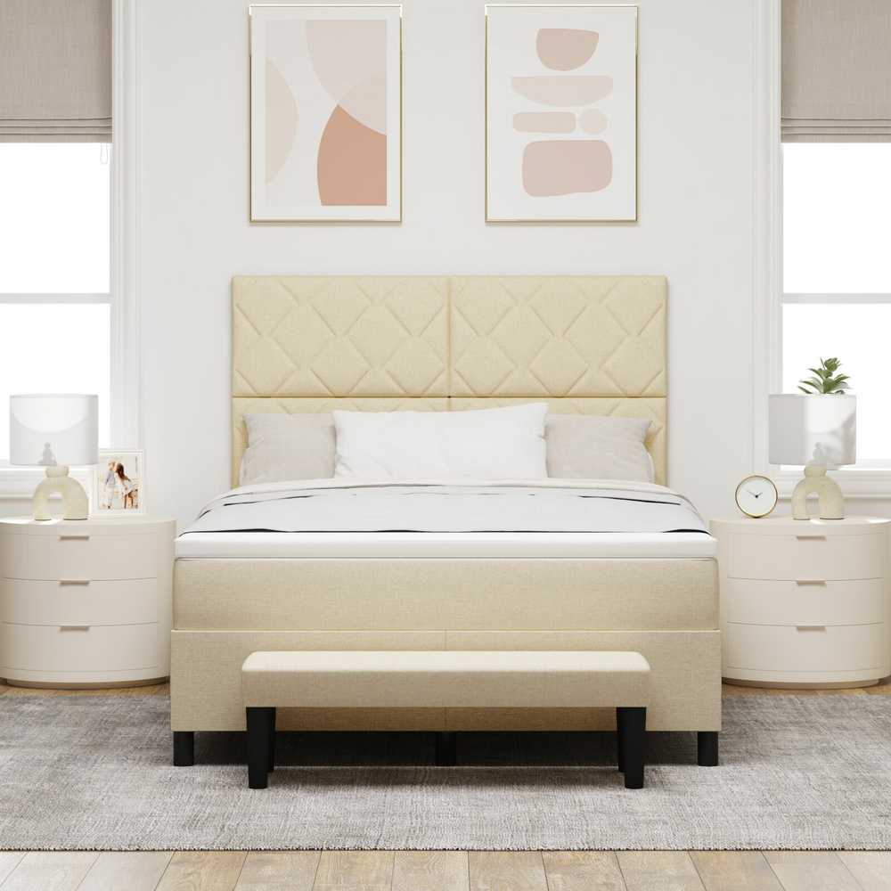 Kiemas lova su galvūgalio Kreminė 160 x 200 cm audinys