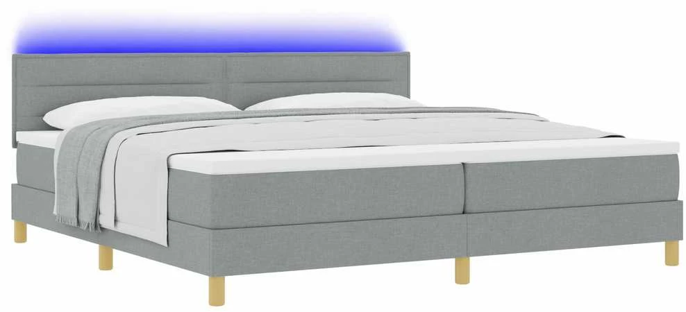 LED Čiužinio Lova Šviesiai pilka 200 x 200 cm audinys