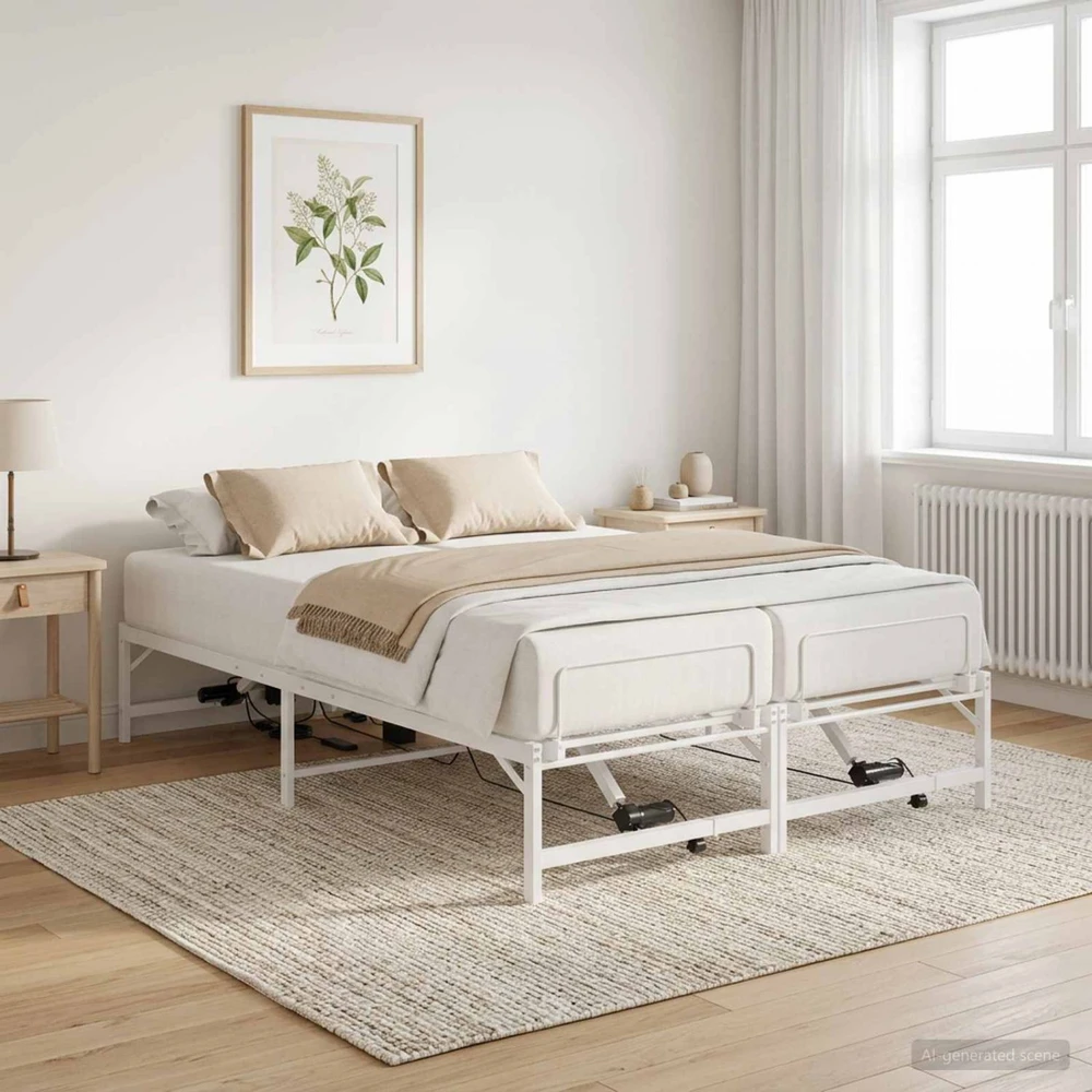 Lova Elektrinis reguliuojamas lovos rėmas Balta 140 x 190 cm Plienas