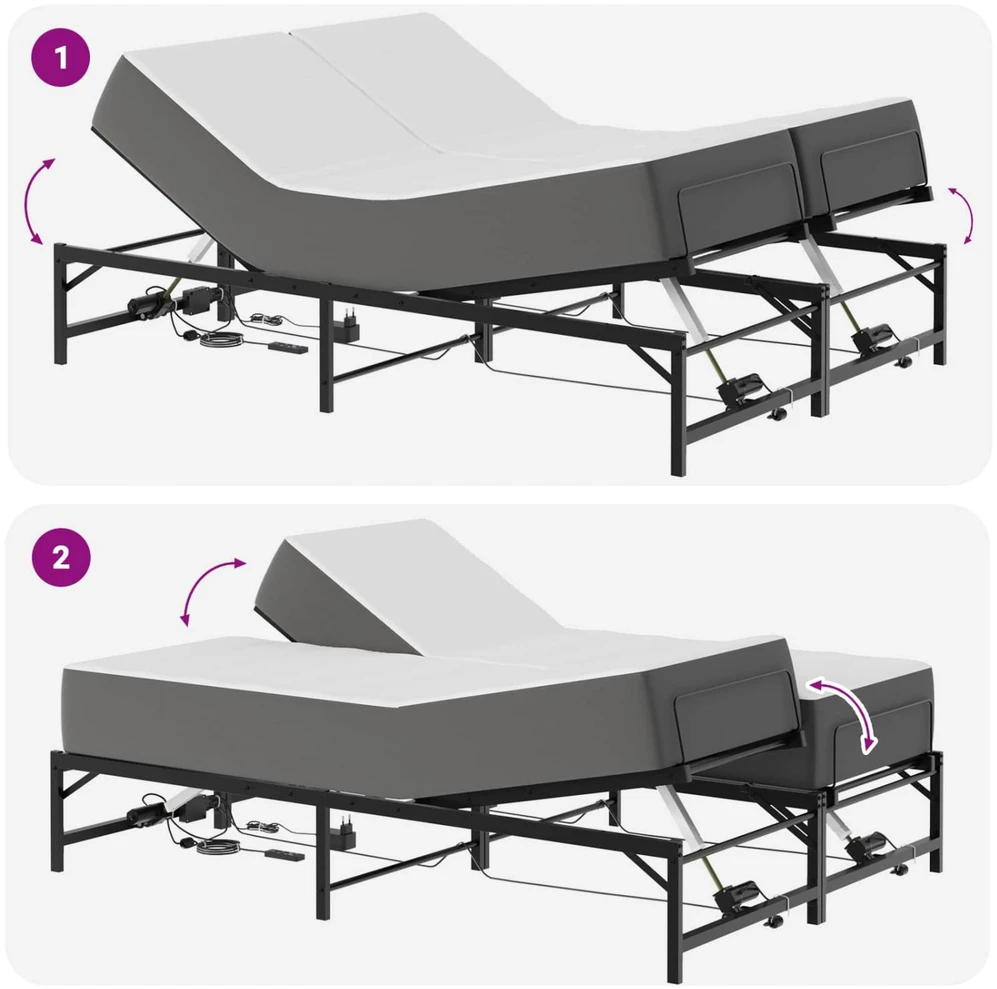Lova Elektrinis reguliuojamas lovos rėmas Juoda 140 x 190 cm Plienas