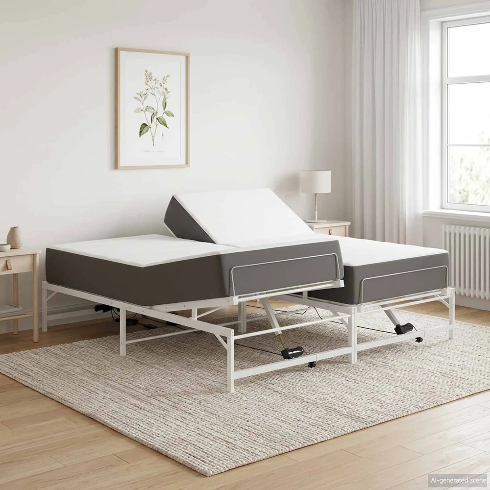 Lova Elektrinis reguliuojamas lovos rėmas Balta 90 x 213 cm Plienas