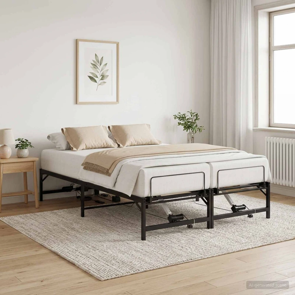 Lova Elektrinis reguliuojamas lovos rėmas Juoda 150 x 200 cm Plienas