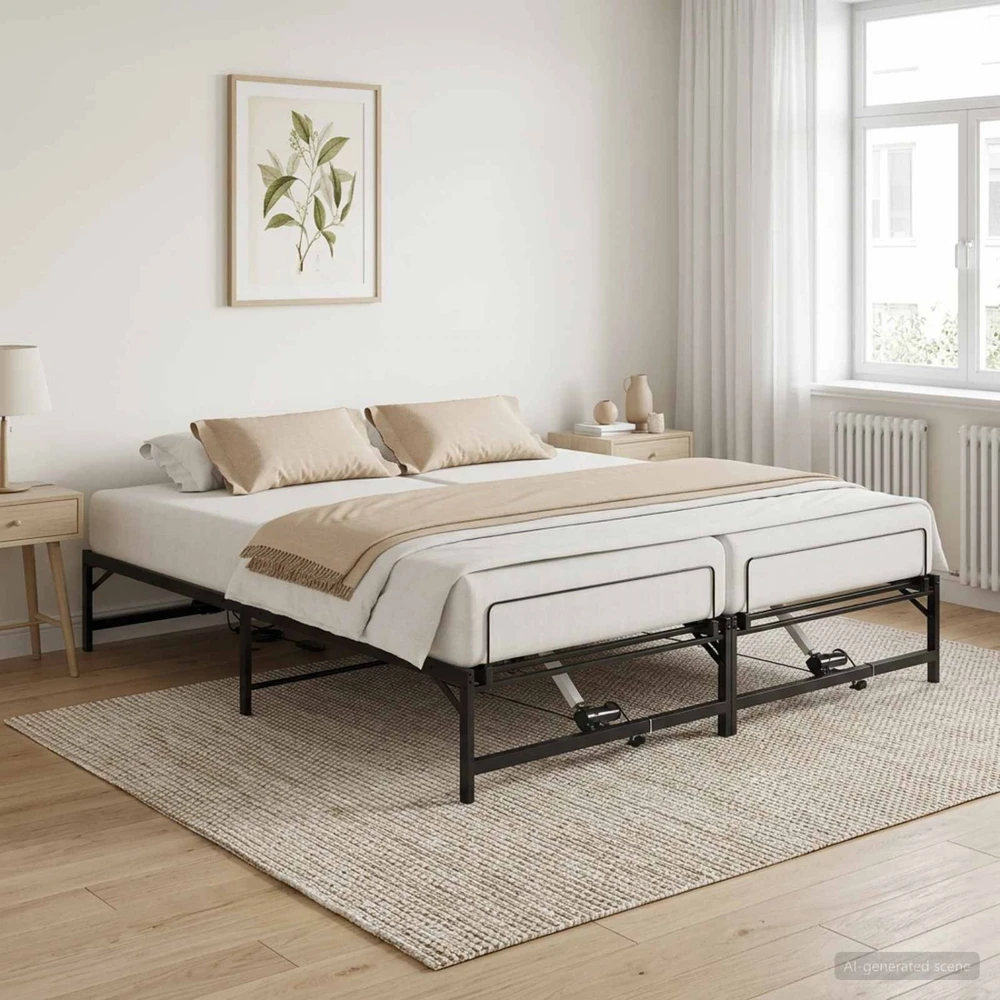 Lova Elektrinis reguliuojamas lovos rėmas Juoda 200 x 200 cm Plienas