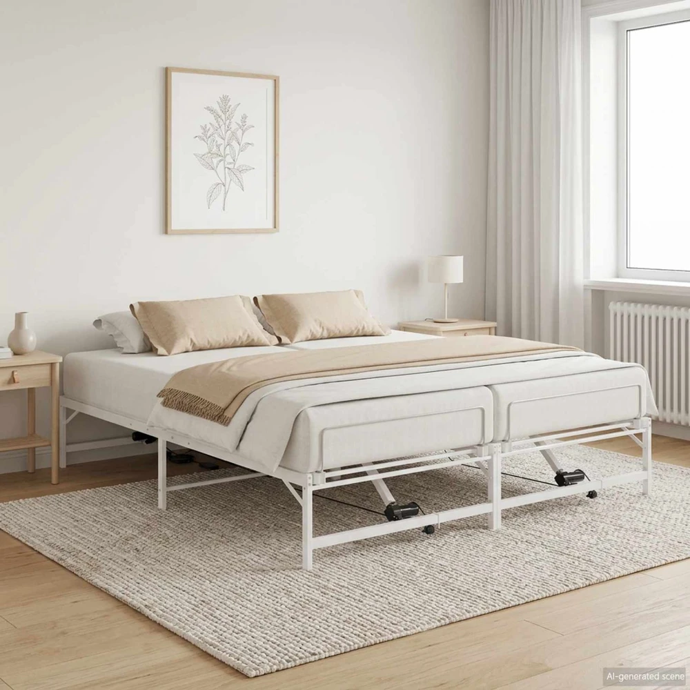 Lova Elektrinis reguliuojamas lovos rėmas Balta 160 x 200 cm Plienas