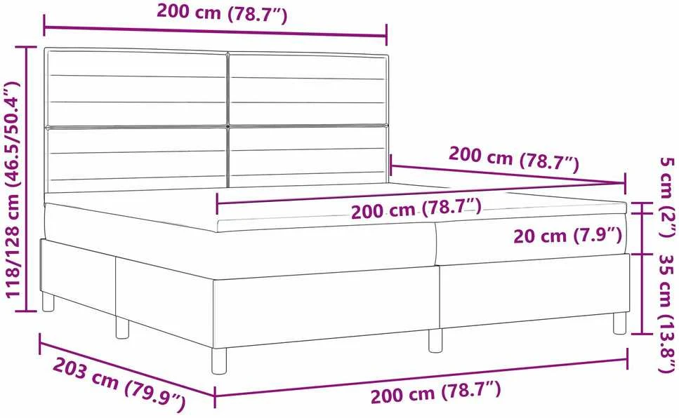 Kiemas lova su čiužiniu Tamsiai pilka 200 x 200 cm audinys