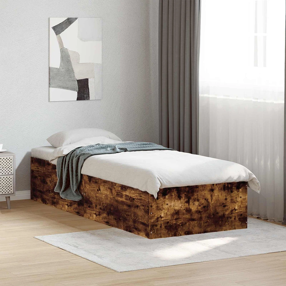 Lova Grindų lovos rėmas Dūminio ąžuolo 80 x 200 cm Apdirbta mediena