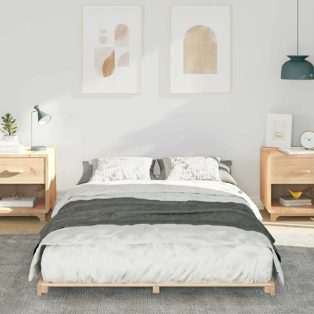 Lova Lovos rėmas Ruda 135 x 190 cm Kietos pušies mediena