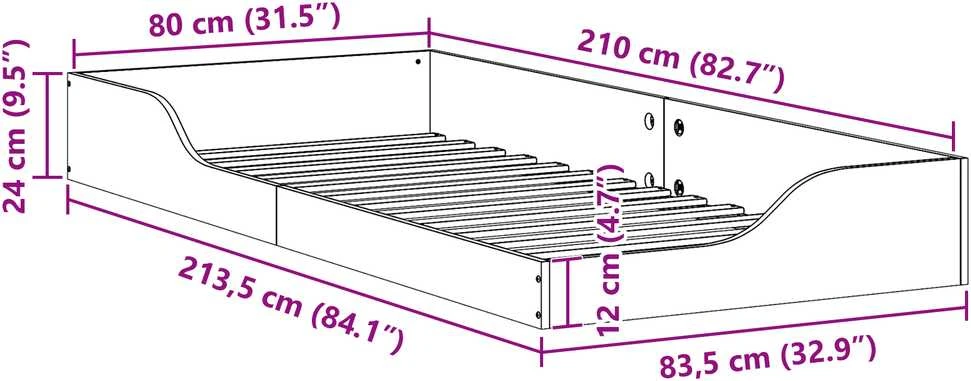 Lova Lovos rėmas Ruda 80 x 210 cm Kietos pušies mediena