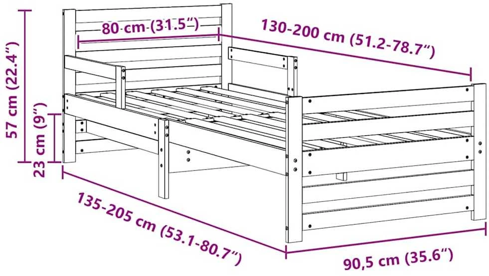 Lova Lovos rėmas Vaško ruda 80 x 200 cm Apdirbta mediena