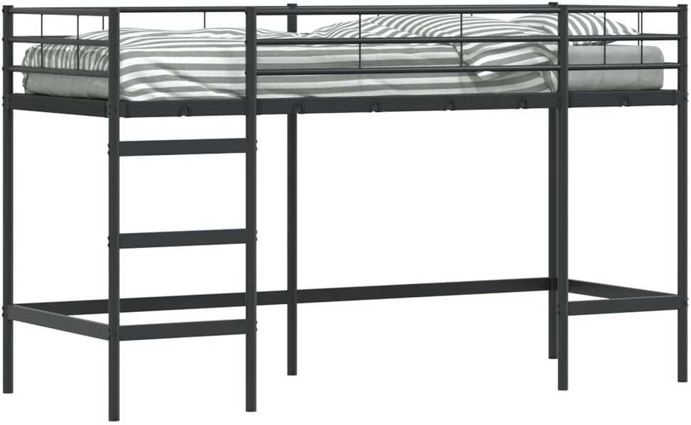 Lova Vaikų Lofto Lovos Rėmas Paprastas Juoda 100 x 190 cm Plienas