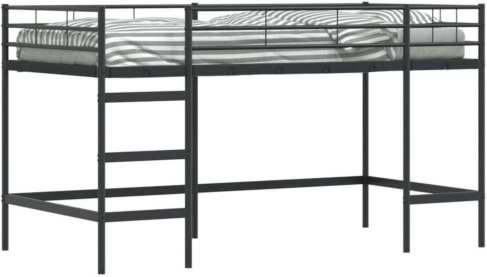 Lova Vaikų Lofto Lovos Rėmas Paprastas Juoda 100 x 200 cm Plienas