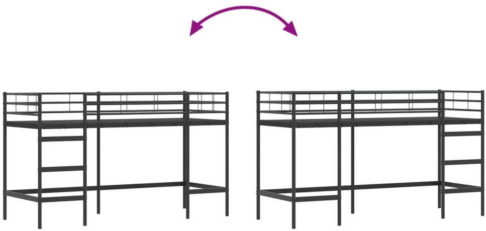 Lova Vaikų Lofto Lovos Rėmas Paprastas Juoda 75 x 190 cm Plienas