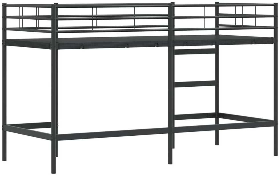 Lova Vaikų Lofto Lovos Rėmas Juoda 90 x 190 cm Plienas