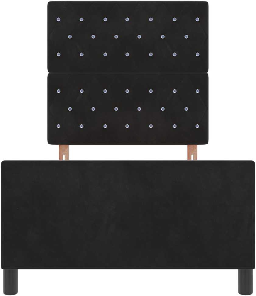 Kiemas lova su galvūgalio Juoda 100 x 200 cm Aksomas