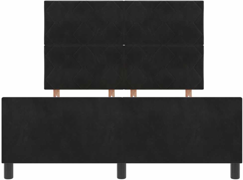 Kiemas lova su galvūgalio Juoda 160 x 200 cm Aksomas