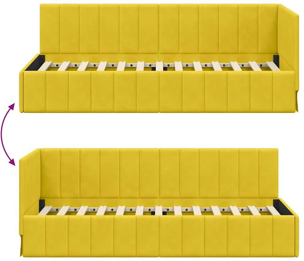 Lova Kampinė lovos konstrukcija Geltona 80 cm x 200 cm Aksomas