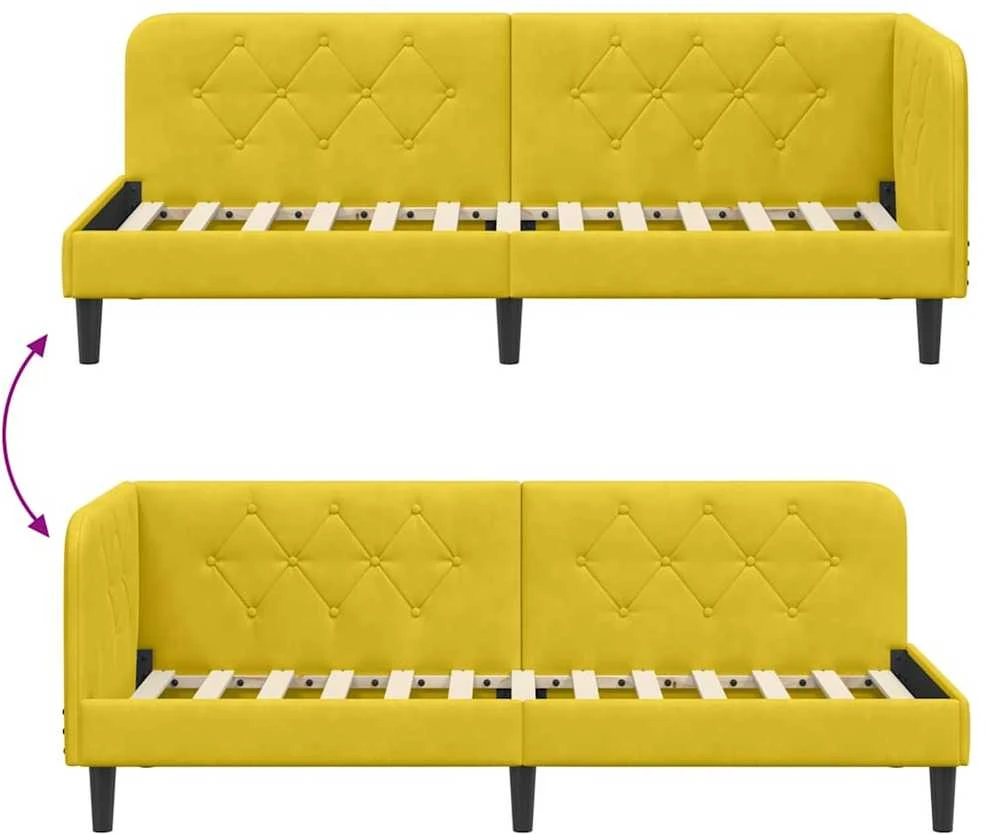 Lova Kampinė lovos konstrukcija Geltona 80 x 200 cm Aksomas