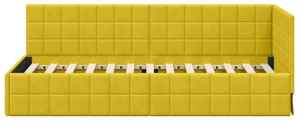 Lova Kampinė lovos konstrukcija Geltona 80 cm x 200 cm Aksomas